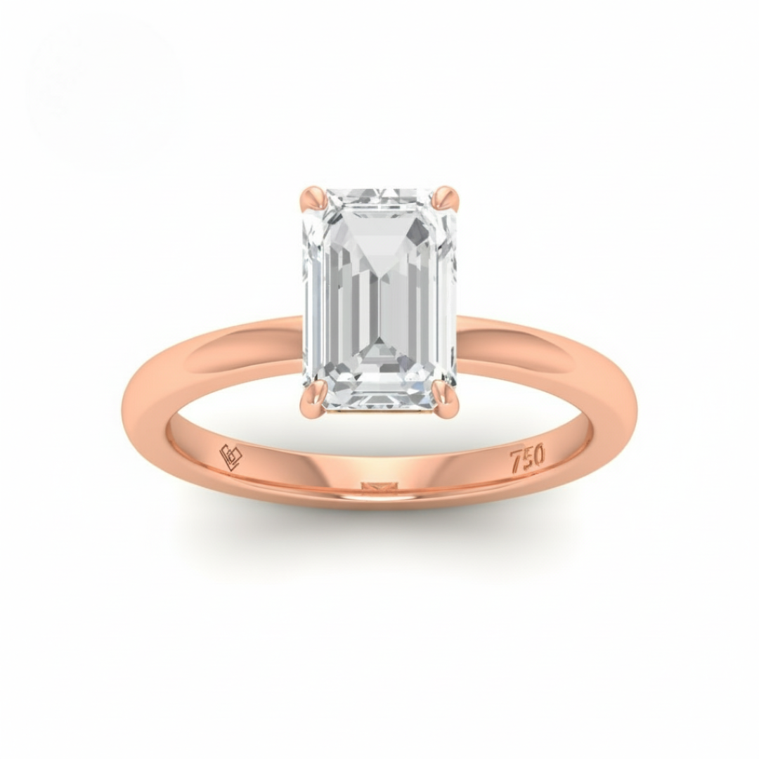 Noémie Solitaire Emerald Cut With Diamond Engagement Ring