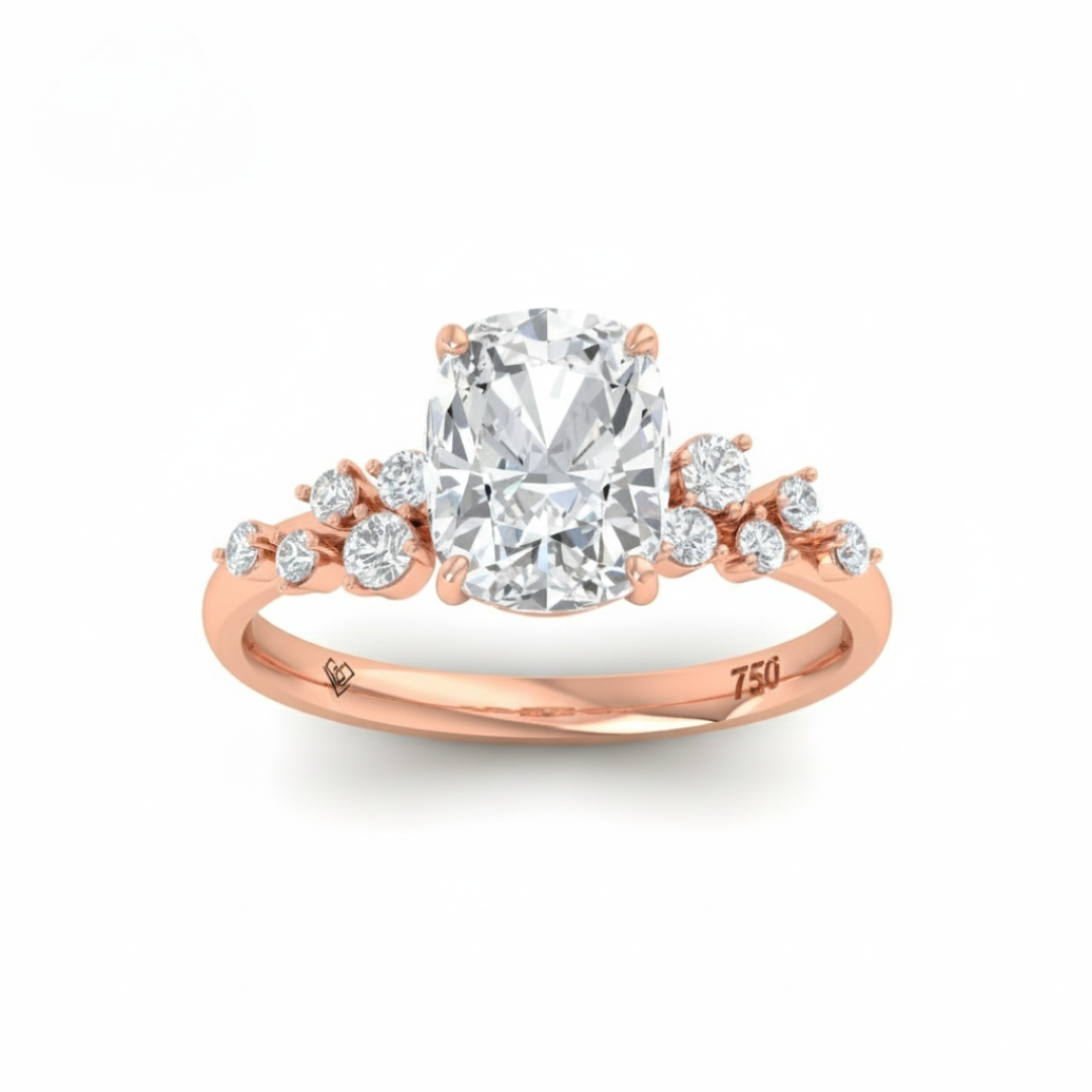Layla Cushion Diamond Engagement Ring With Diamond Accent Band