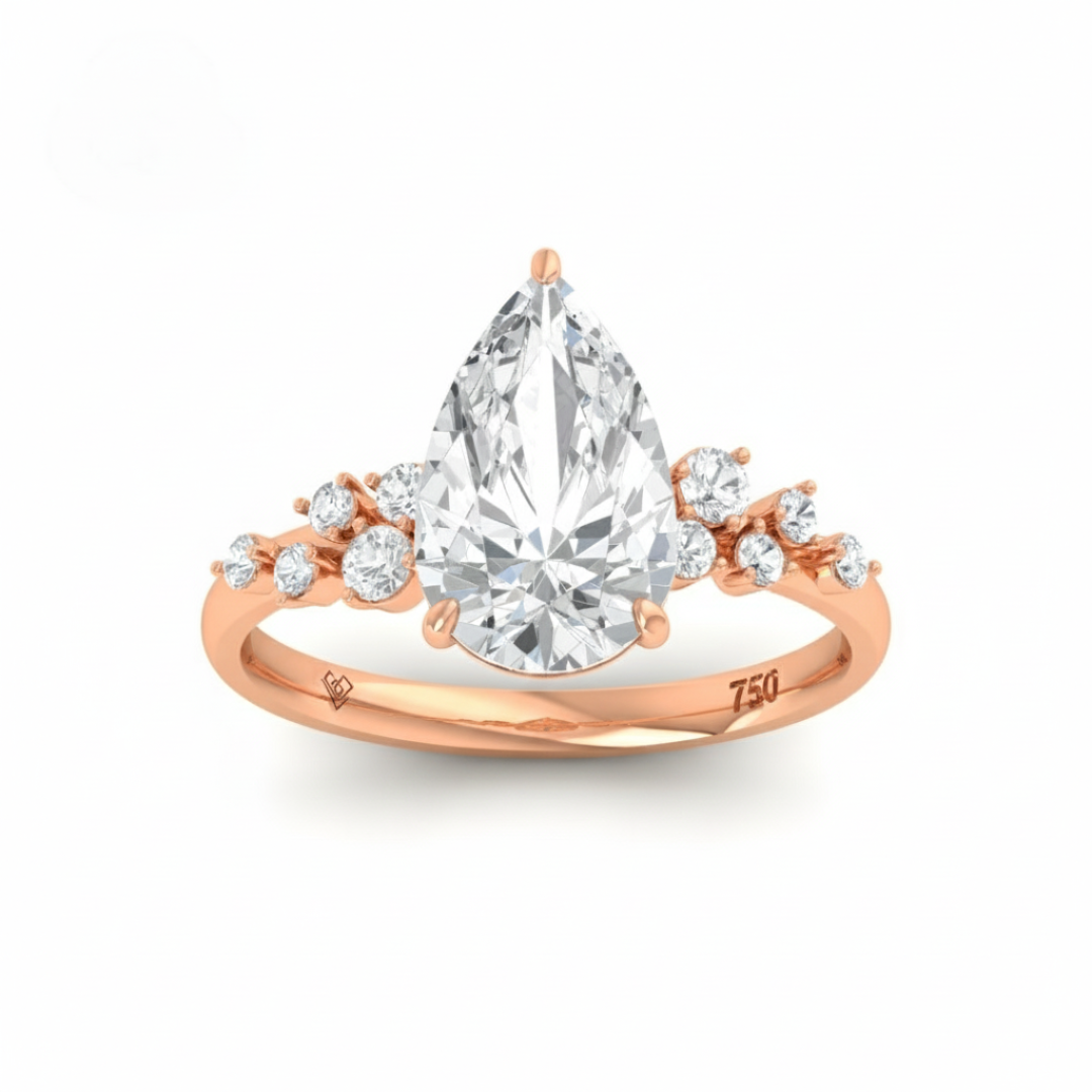Layla Pear Cut Diamond Engagement Ring With Diamond Accent Band