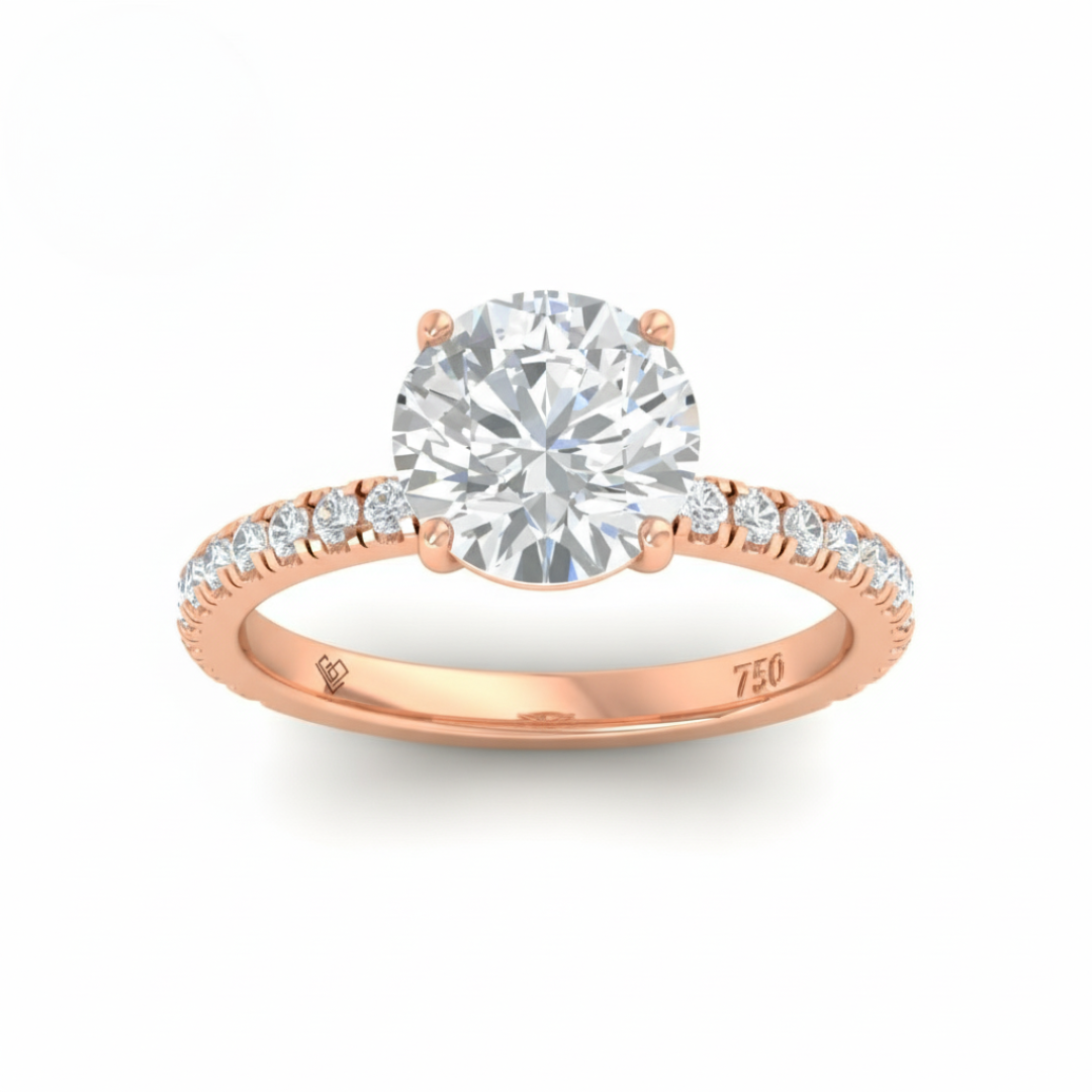 Abigail Round With Diamond Band Engagement Ring