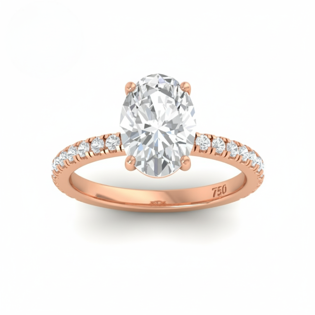 Abigail Oval With Diamond Band Engagement Ring