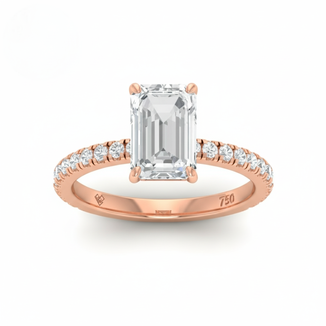 Abigail Emerald With Diamond Band Engagement Ring