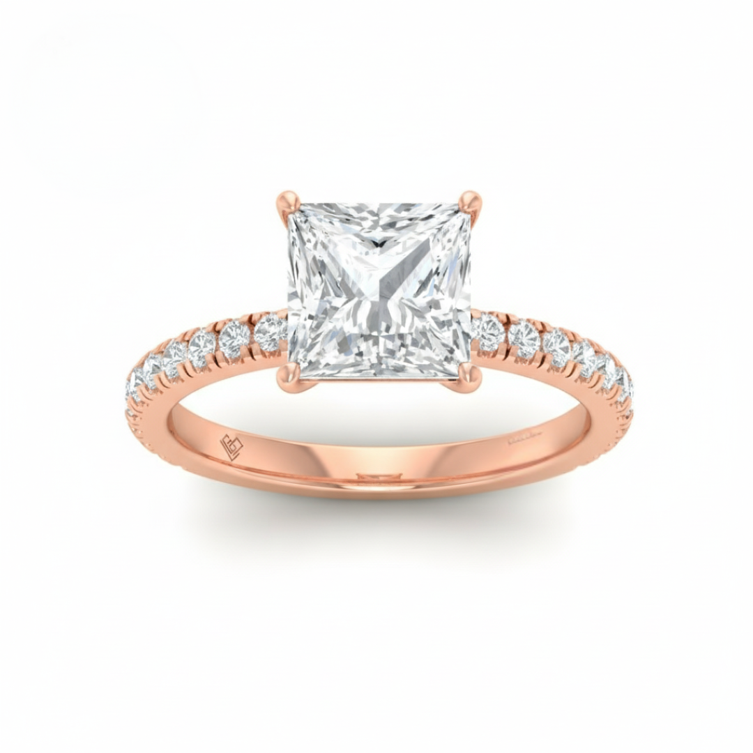 Abigail Princess With Diamond Band Engagement Ring