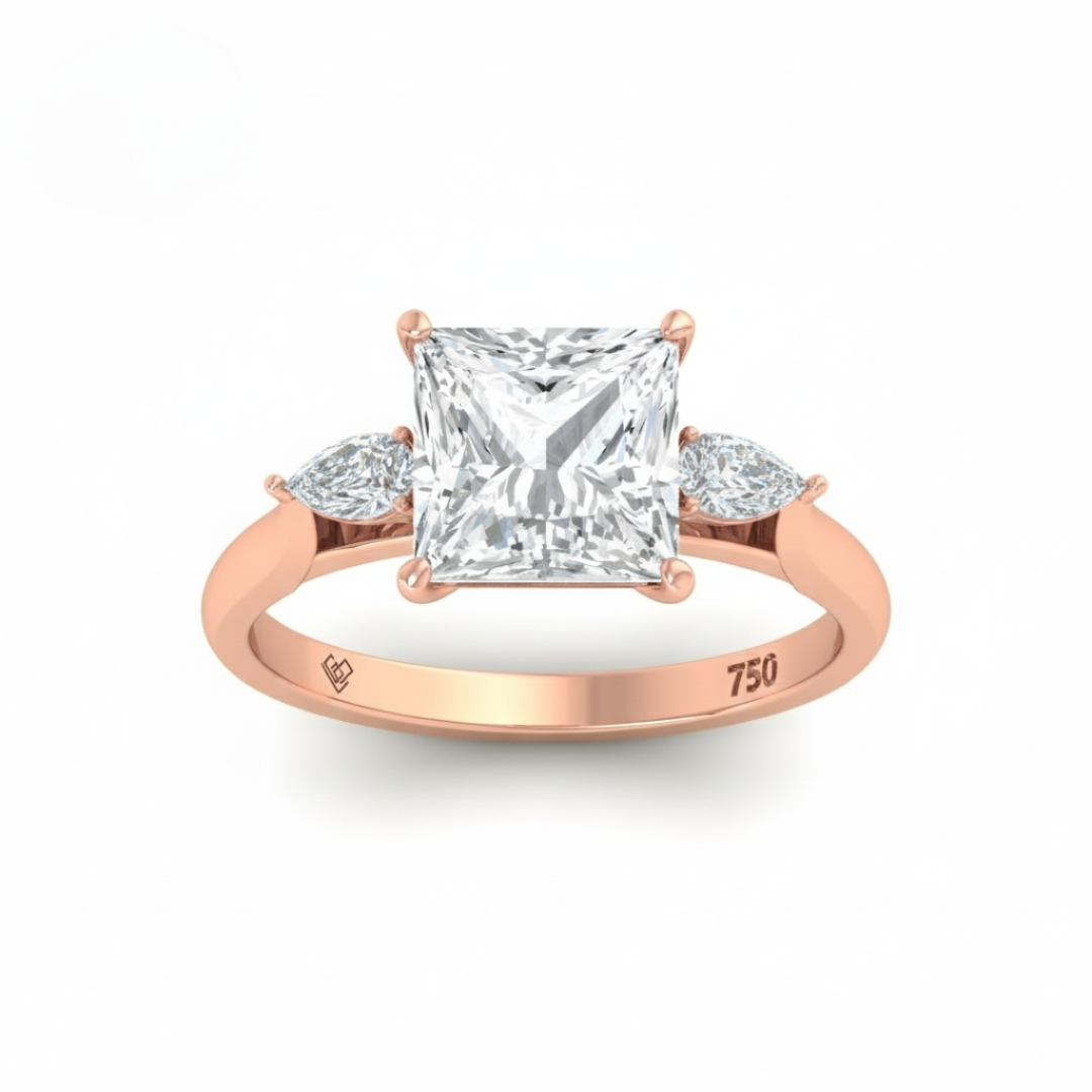 Sofia Princess Cut Diamond Engagement Ring With A Pear sides