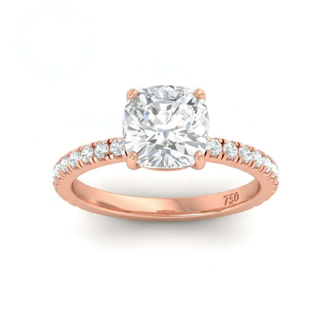Abigail Cushion With Diamond Band Engagement Ring