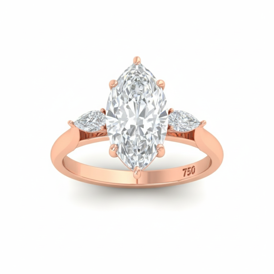 Sofia Marquise Cut Diamond Engagement Ring with Pear Cut Side Diamonds