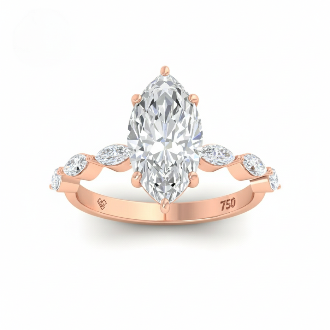 Kasandra Marquise Cut Diamond Engagement Ring With A Marquise Cut Diamond Band