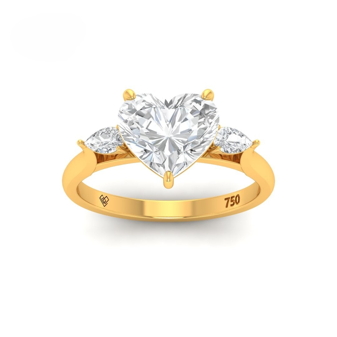 Sofia Heart Cut Diamond Engagement Ring With A Pear Cut Side Diamonds