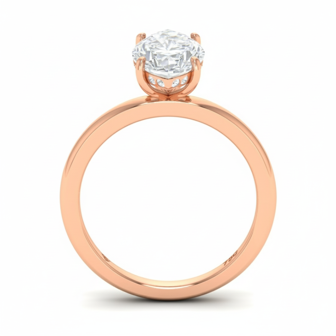 Léa Marquise Cut Diamond With Hidden Halo Engagement Ring