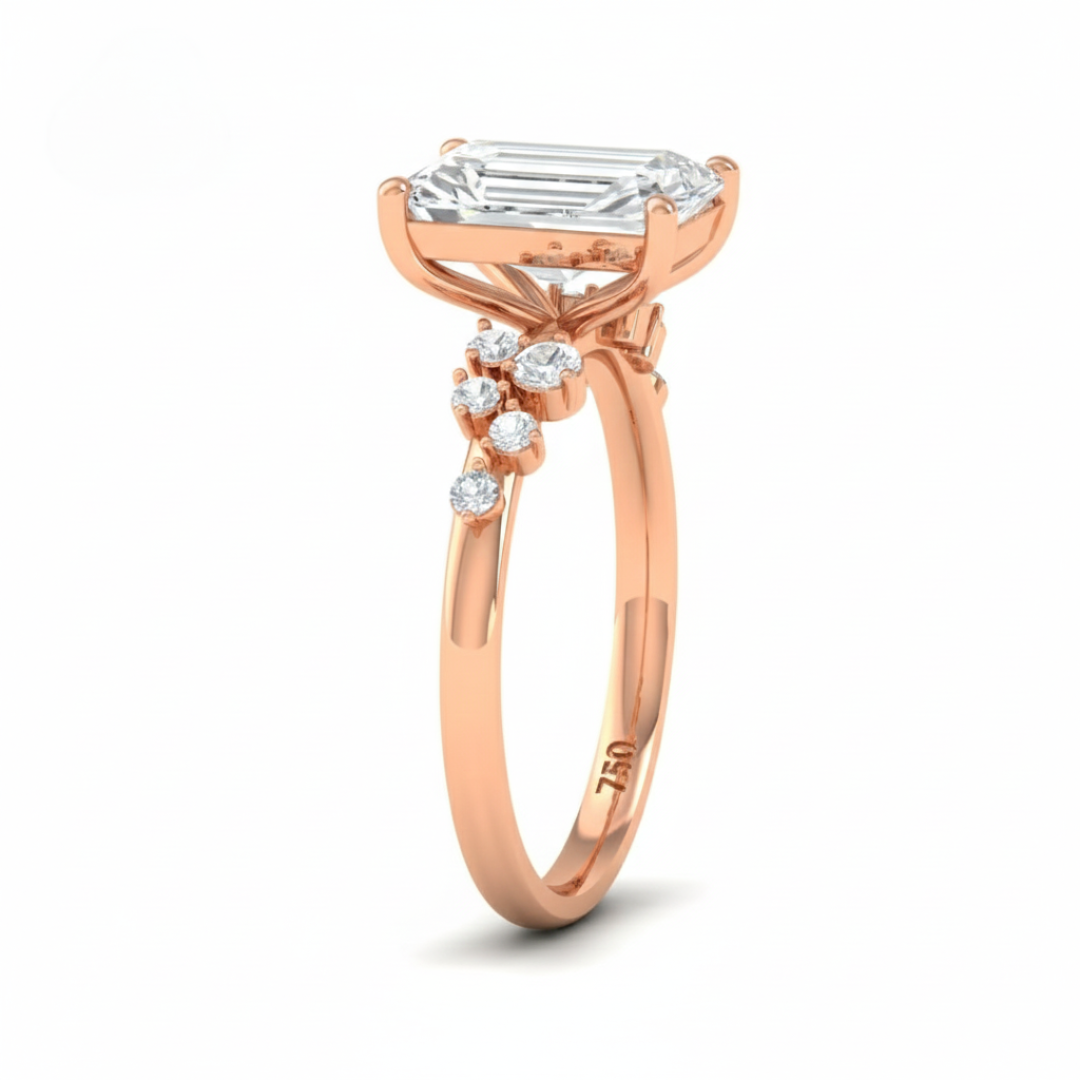 Layla Radiant Cut Diamond Engagement Ring With Accent Band