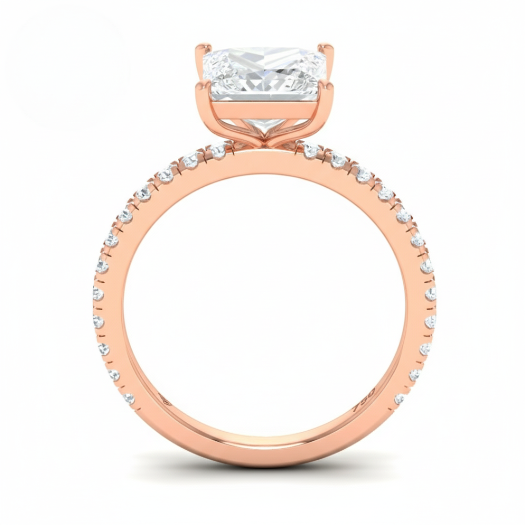 Abigail Princess With Diamond Band Engagement Ring