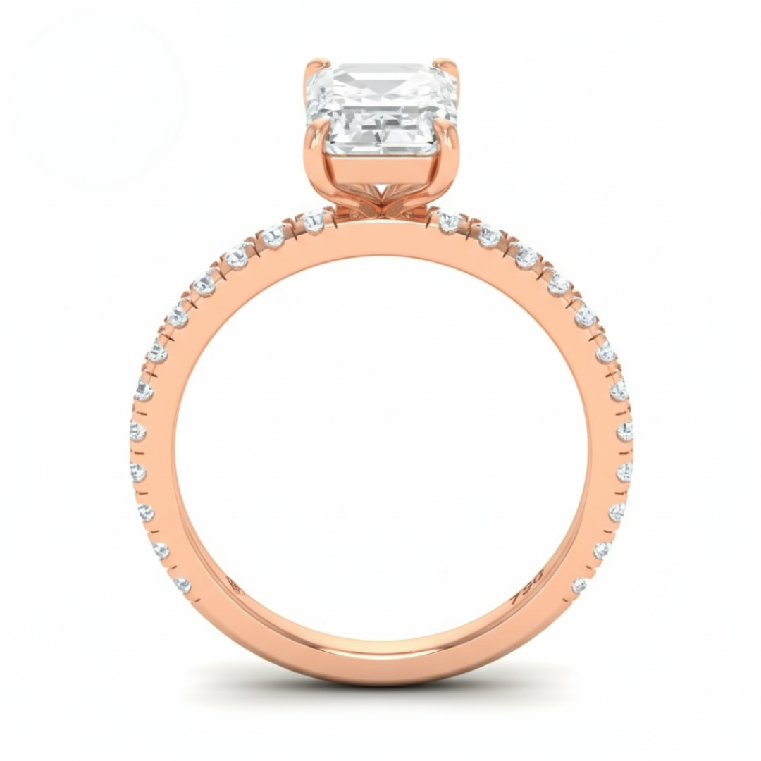 Abigail Emerald With Diamond Band Engagement Ring