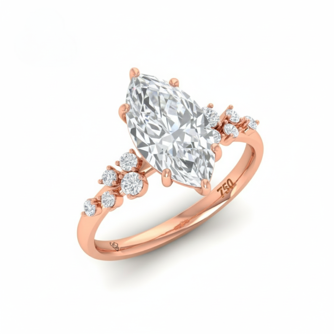 Layla Marquise Cut Diamond Engagement Ring With Accent Band