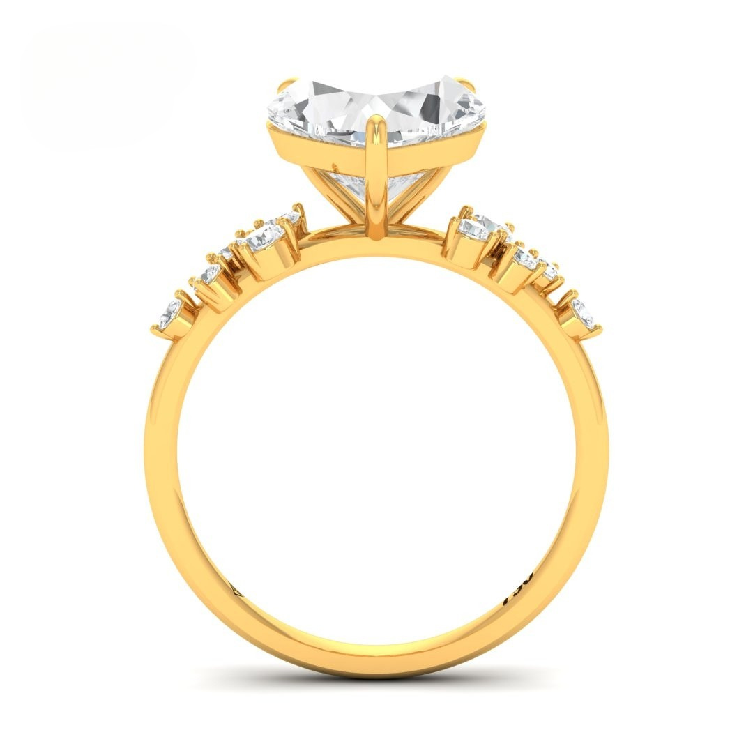 Layla Heart Cut Diamond Engagement Ring with Diamond Accent Band