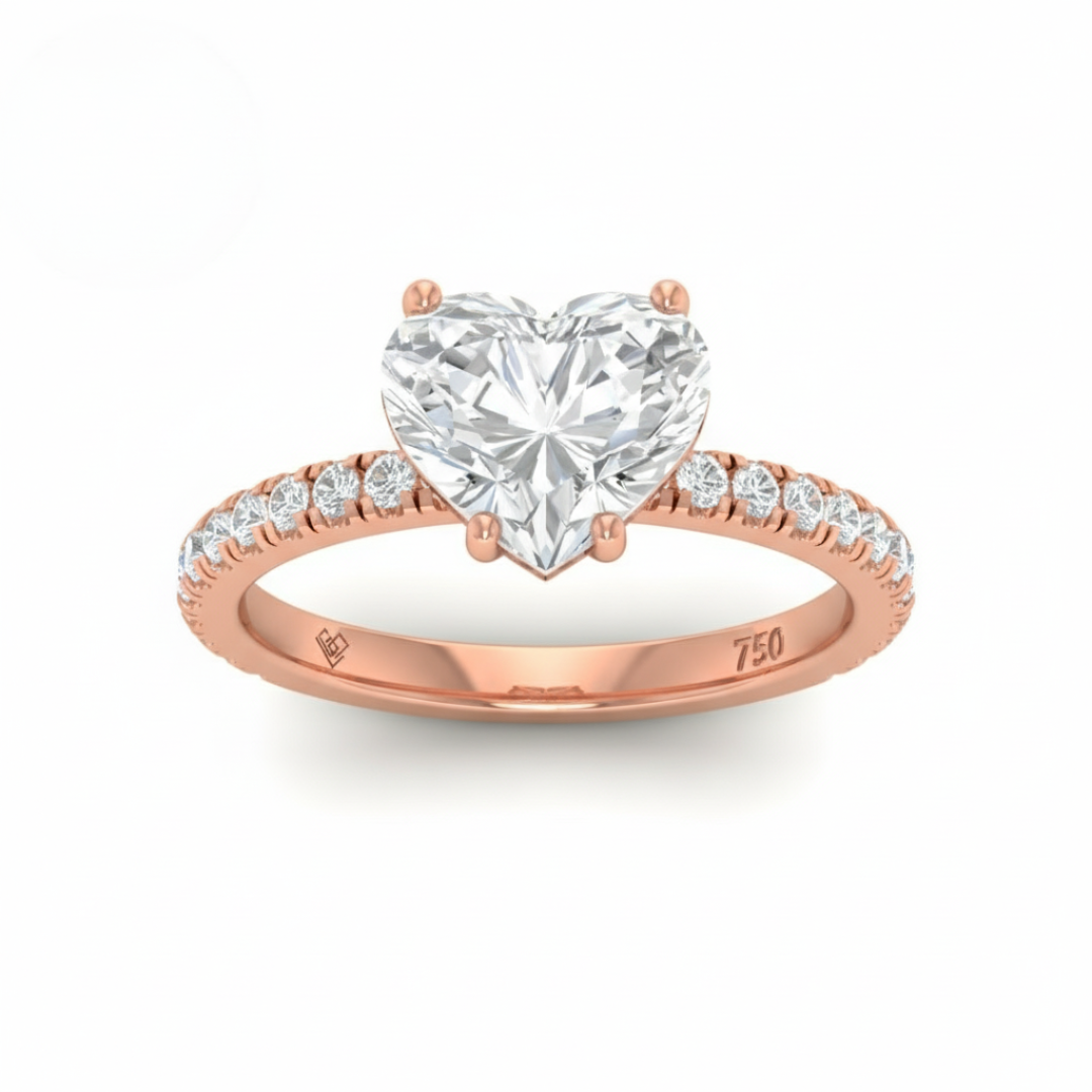 Abigail Heart With Diamond Band Engagement Ring