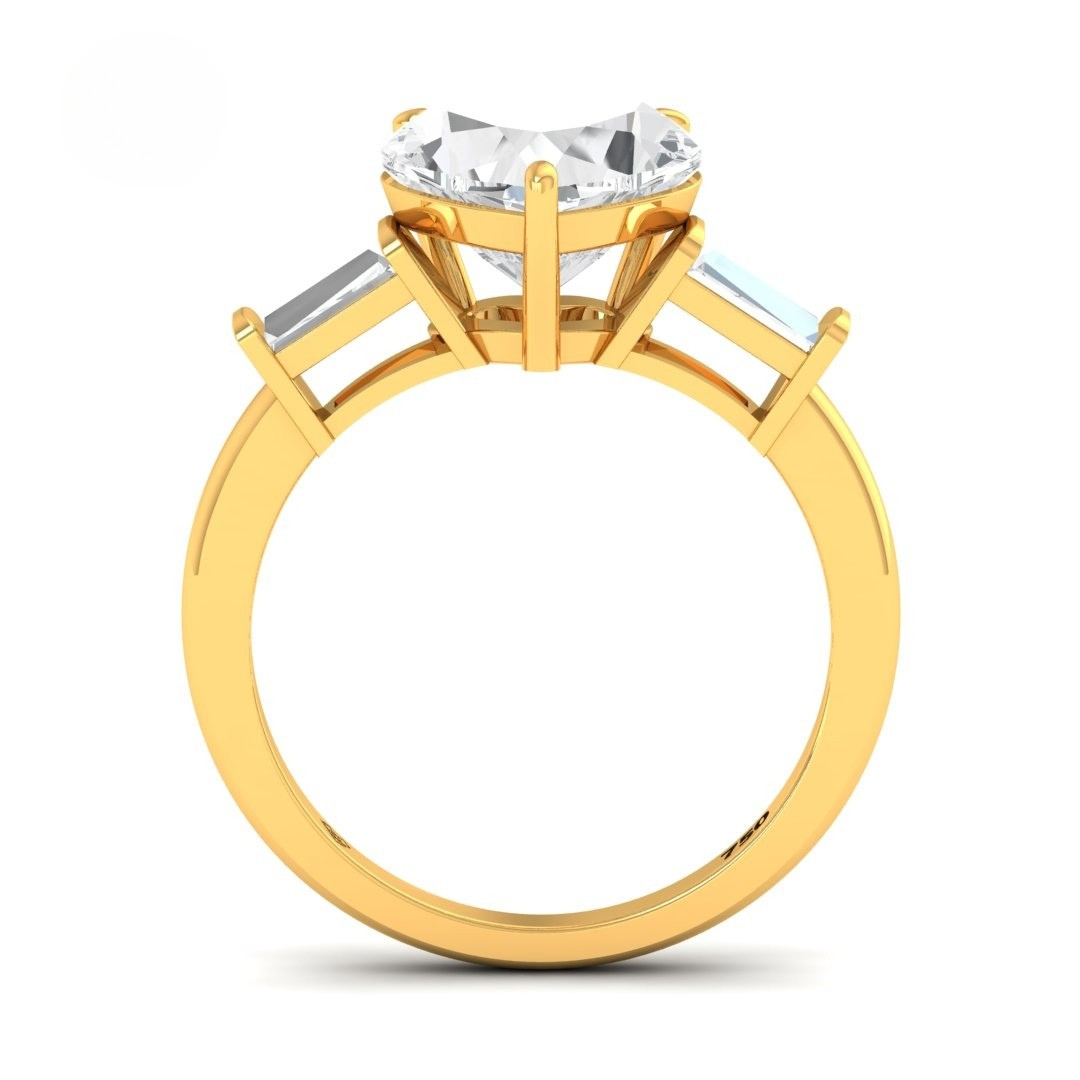Mary Heart Cut Diamond Engagement Ring with Tapering Baguettes Cut Side Diamonds