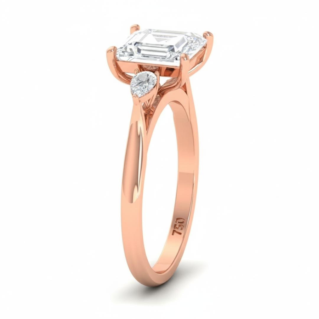 Sofia Princess Cut Diamond Engagement Ring With A Pear sides