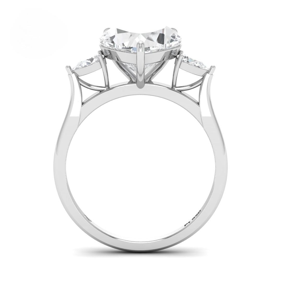 Sofia Heart Cut Diamond Engagement Ring With A Pear Cut Side Diamonds