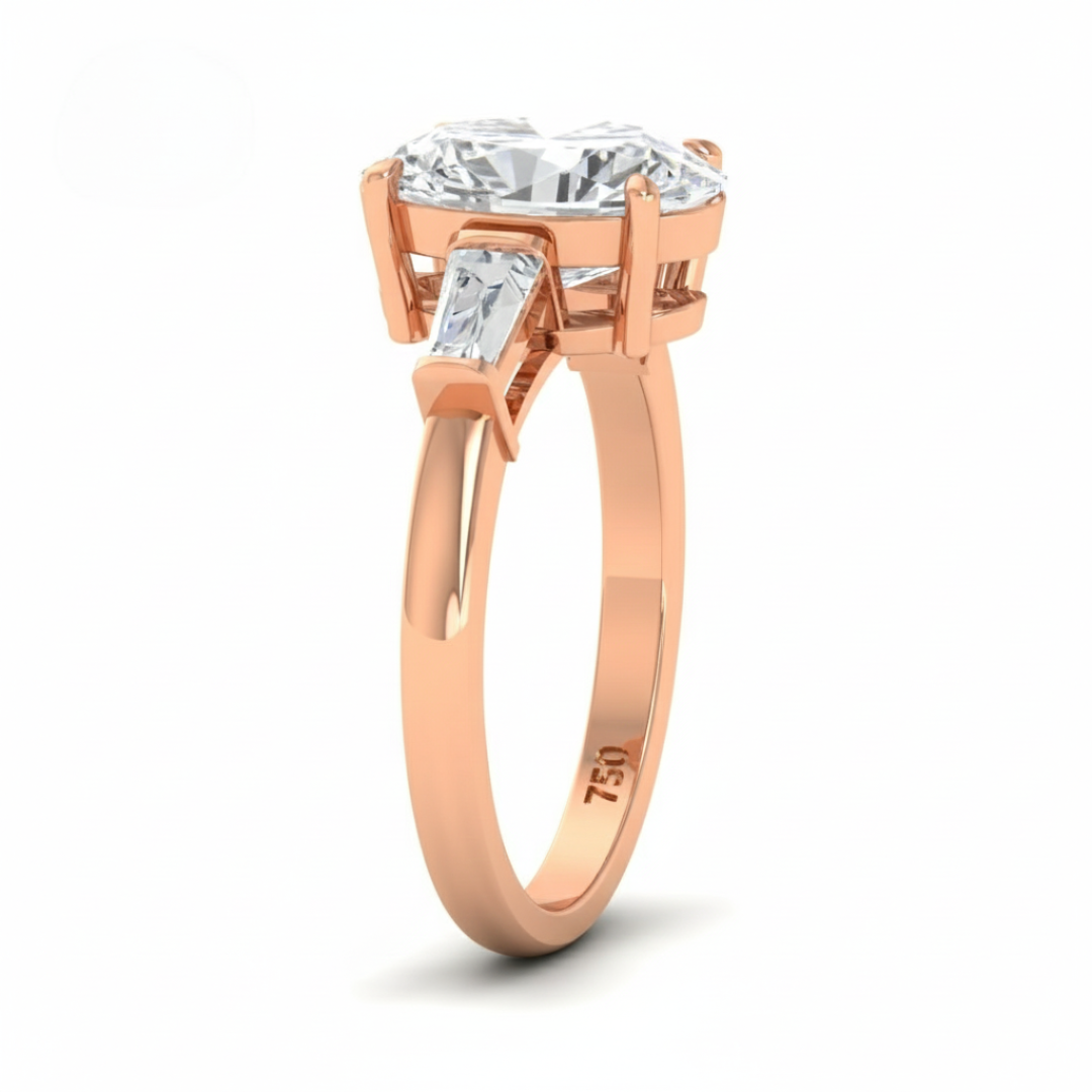 Mary Oval Cut Diamond Engagement Ring With Tapering Baguettes Cut Side Diamond