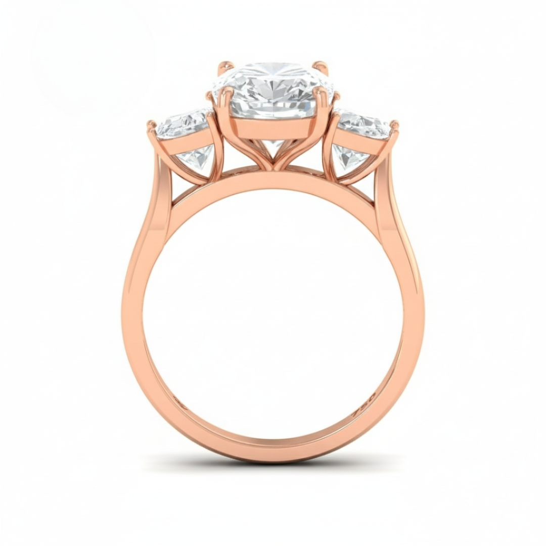 Kamala Cushion Cut Diamond Engagement Ring with Half Moon Cut Side Diamonds