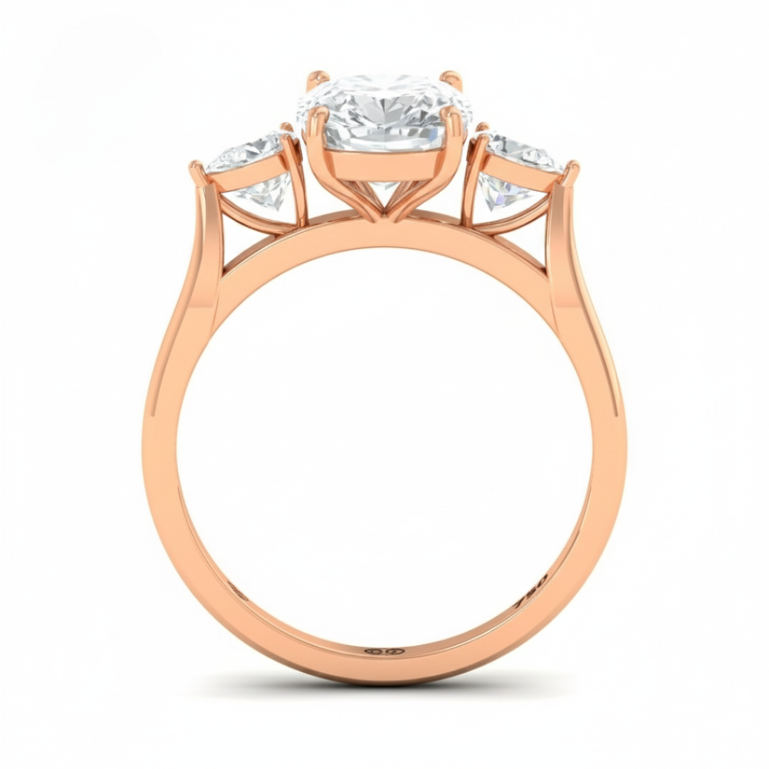 Sofia Cushion Cut Diamond Engagement Ring With A Pear Cut Side Diamonds