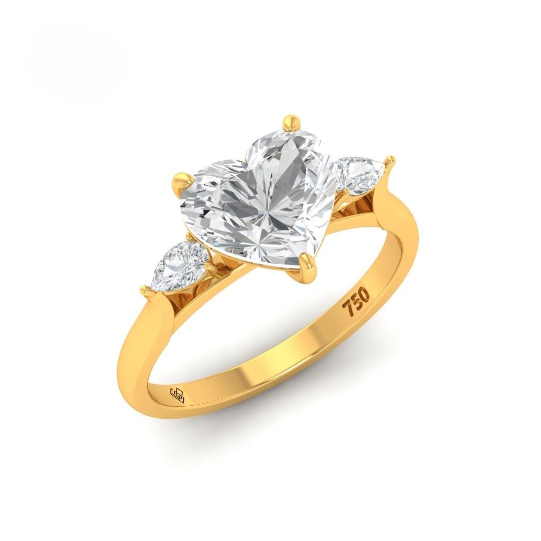 Sofia Heart Cut Diamond Engagement Ring With A Pear Cut Side Diamonds