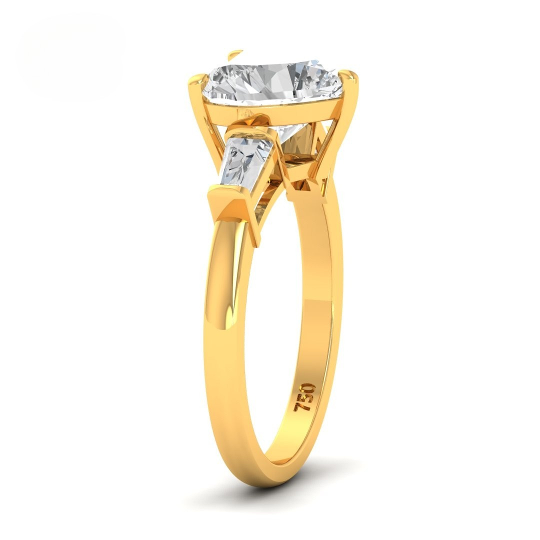 Mary Heart Cut Diamond Engagement Ring with Tapering Baguettes Cut Side Diamonds