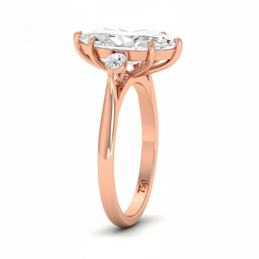 Sofia Marquise Cut Diamond Engagement Ring with Pear Cut Side Diamonds