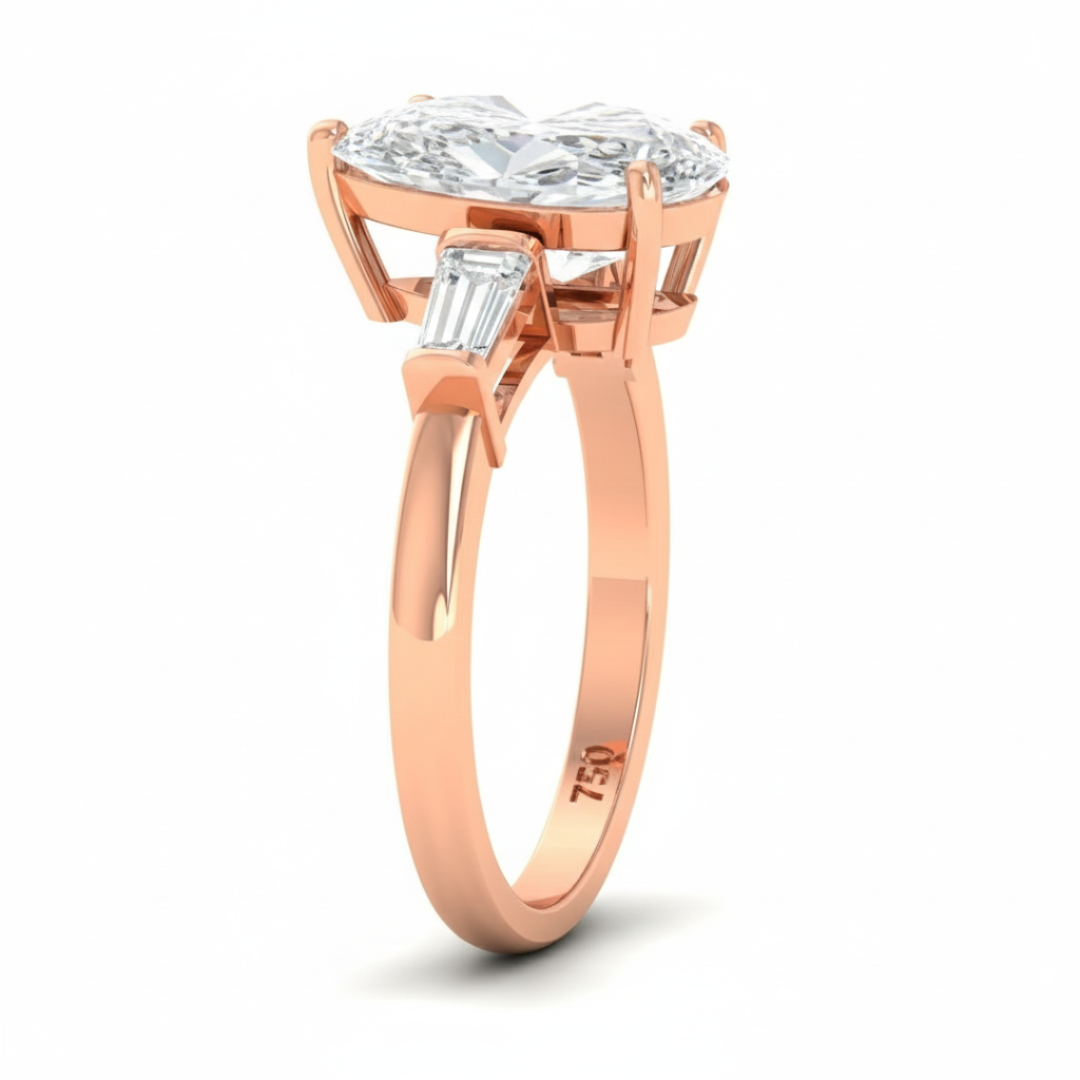 Mary Pear Cut Diamond Engagement Ring With Tapering Baguettes Cut Side Diamonds