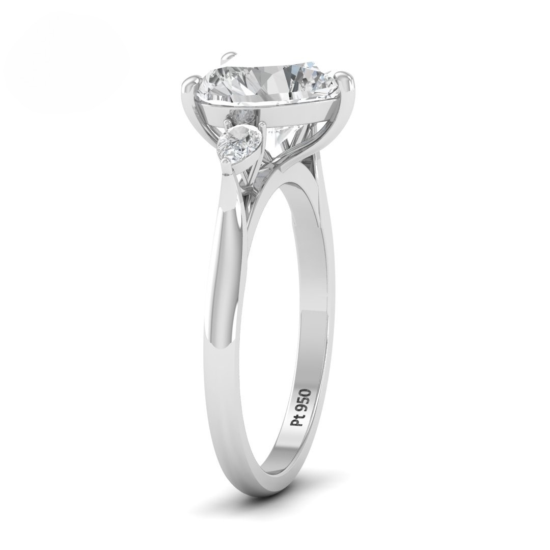 Sofia Heart Cut Diamond Engagement Ring With A Pear Cut Side Diamonds