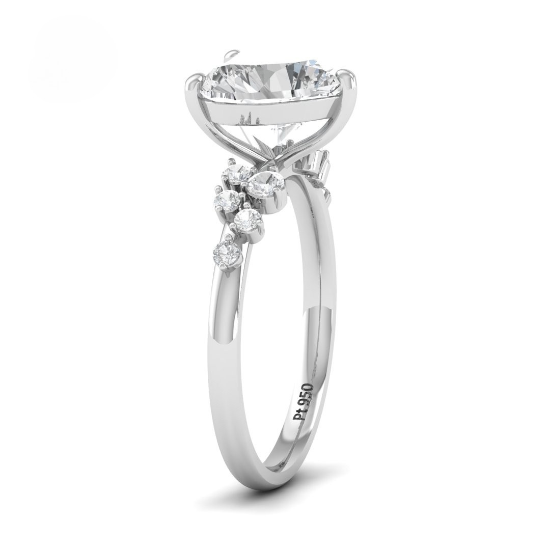 Layla Heart Cut Diamond Engagement Ring with Diamond Accent Band