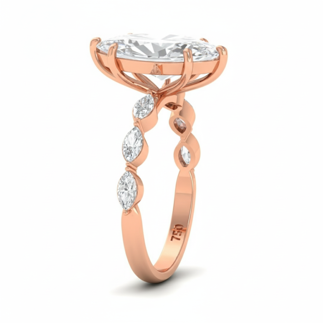 Kasandra Marquise Cut Diamond Engagement Ring With A Marquise Cut Diamond Band
