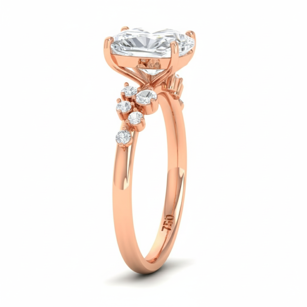 Bague de fiançailles Layla sertie de diamants coussin et ornée de diamants sur l'anneau