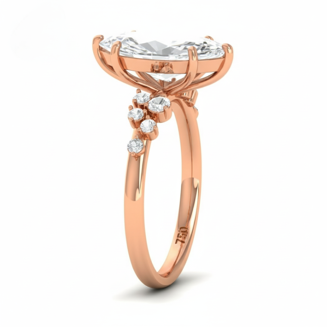 Layla Marquise Cut Diamond Engagement Ring With Accent Band