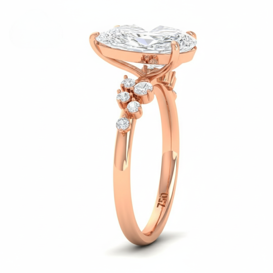 Layla Pear Cut Diamond Engagement Ring With Diamond Accent Band