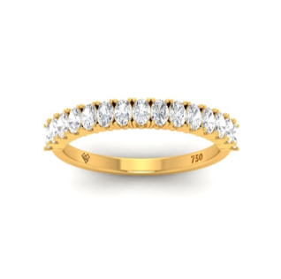 18k gold Zora Oval Cut Diamond Band with lab-grown diamonds.