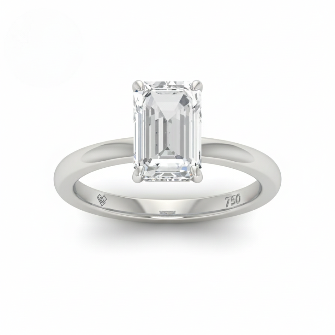 Léa Emerald Cut Diamond With Hidden Halo Engagement Ring