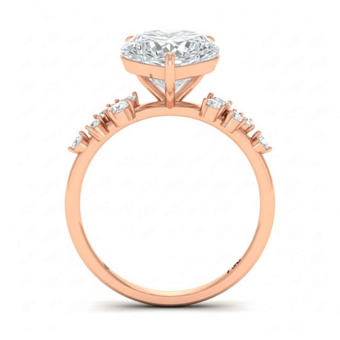 Layla Heart Cut Diamond Engagement Ring with Diamond Accent Band