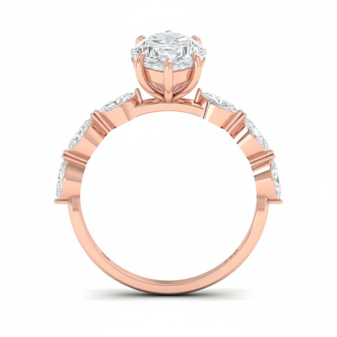 Kasandra Marquise Cut Diamond Engagement Ring With A Marquise Cut Diamond Band