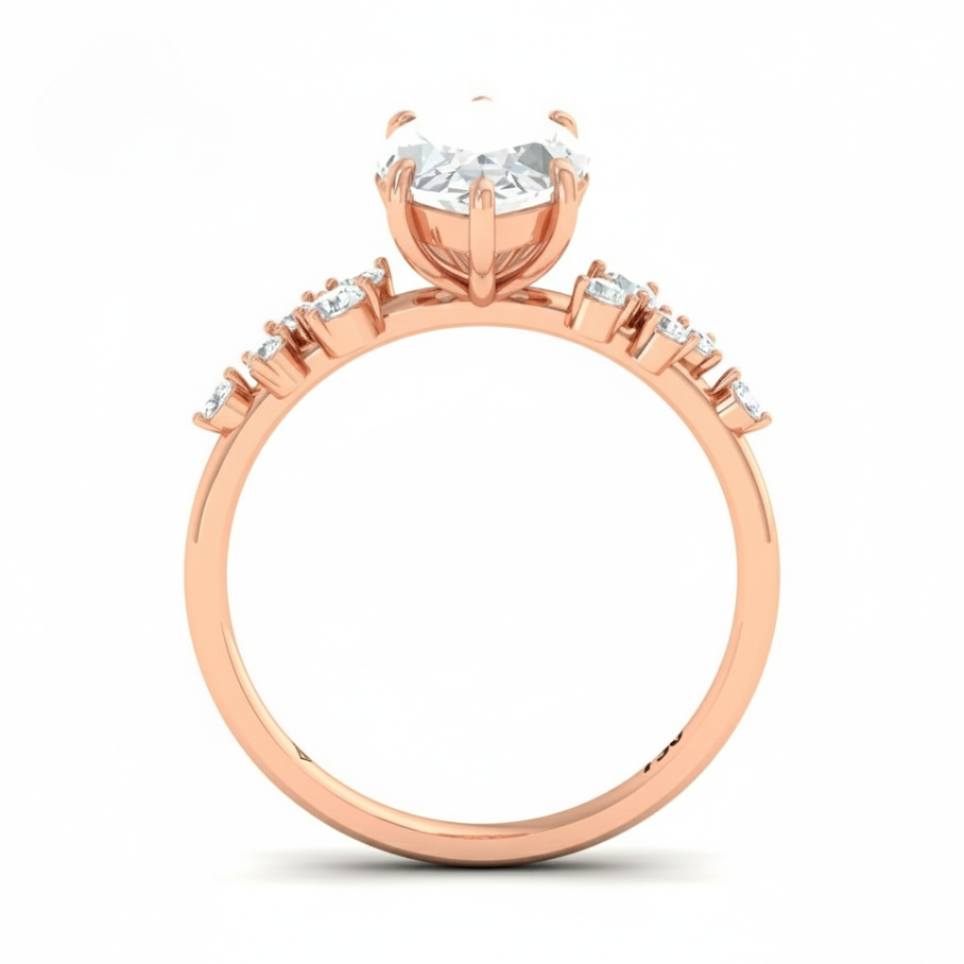 Layla Marquise Cut Diamond Engagement Ring With Accent Band