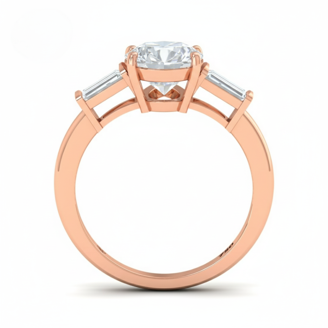 Mary Pear Cut Diamond Engagement Ring With Tapering Baguettes Cut Side Diamonds