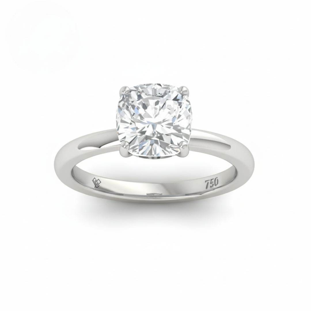 Léa Cushion Cut Diamond With Hidden Halo Engagement Ring