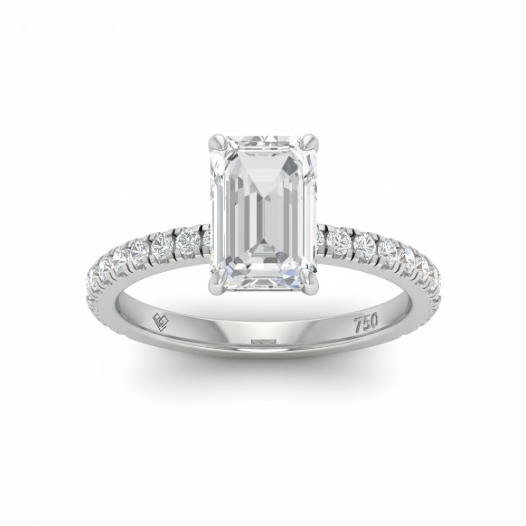 Abigail Emerald With Diamond Band Engagement Ring