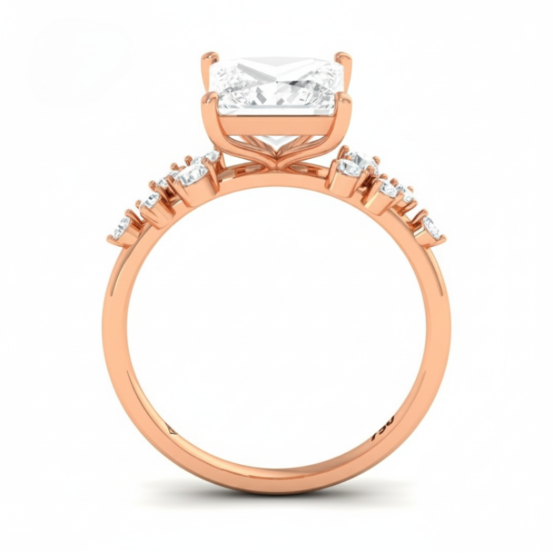 Bague de fiançailles Layla avec diamant taille princesse et anneau accentué