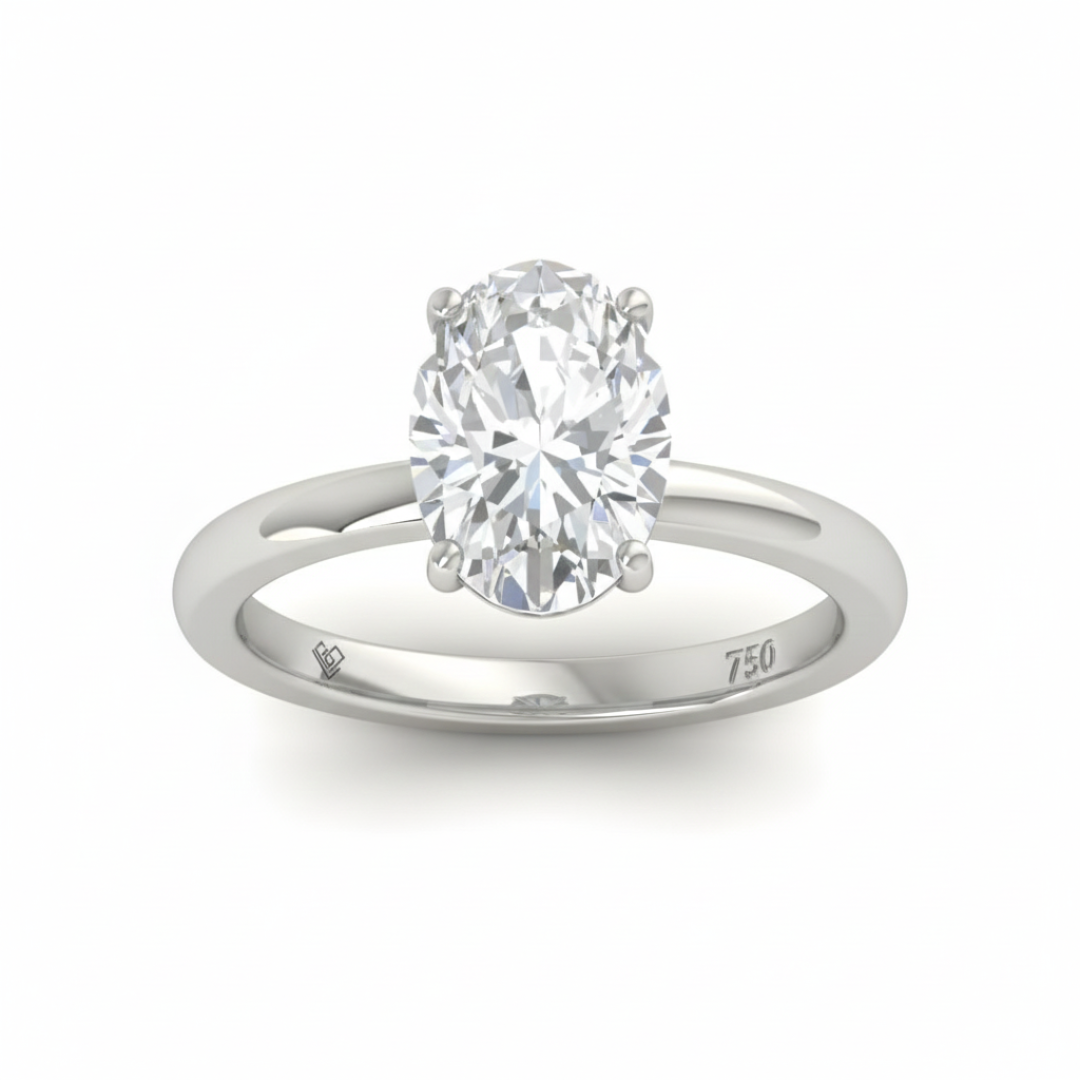 Léa Oval Cut Diamond With Hidden Halo Engagement Ring