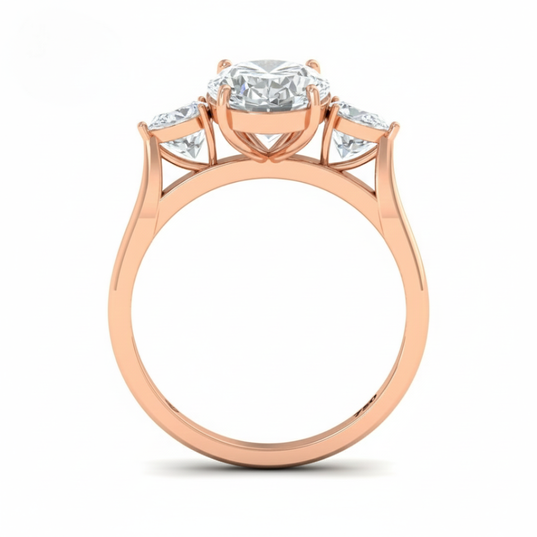 Bague de fiançailles Sofia avec diamant ovale et diamants latéraux taille poire