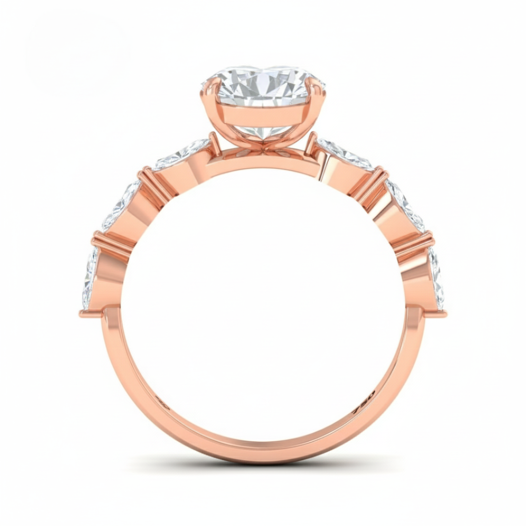 Bague de fiançailles Kasandra avec diamant taille poire et anneau en diamant taille marquise