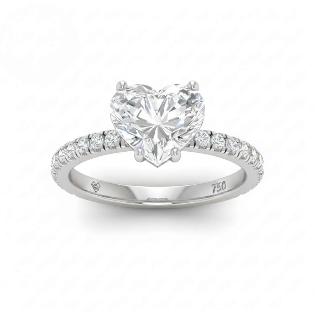 Abigail Heart With Diamond Band Engagement Ring