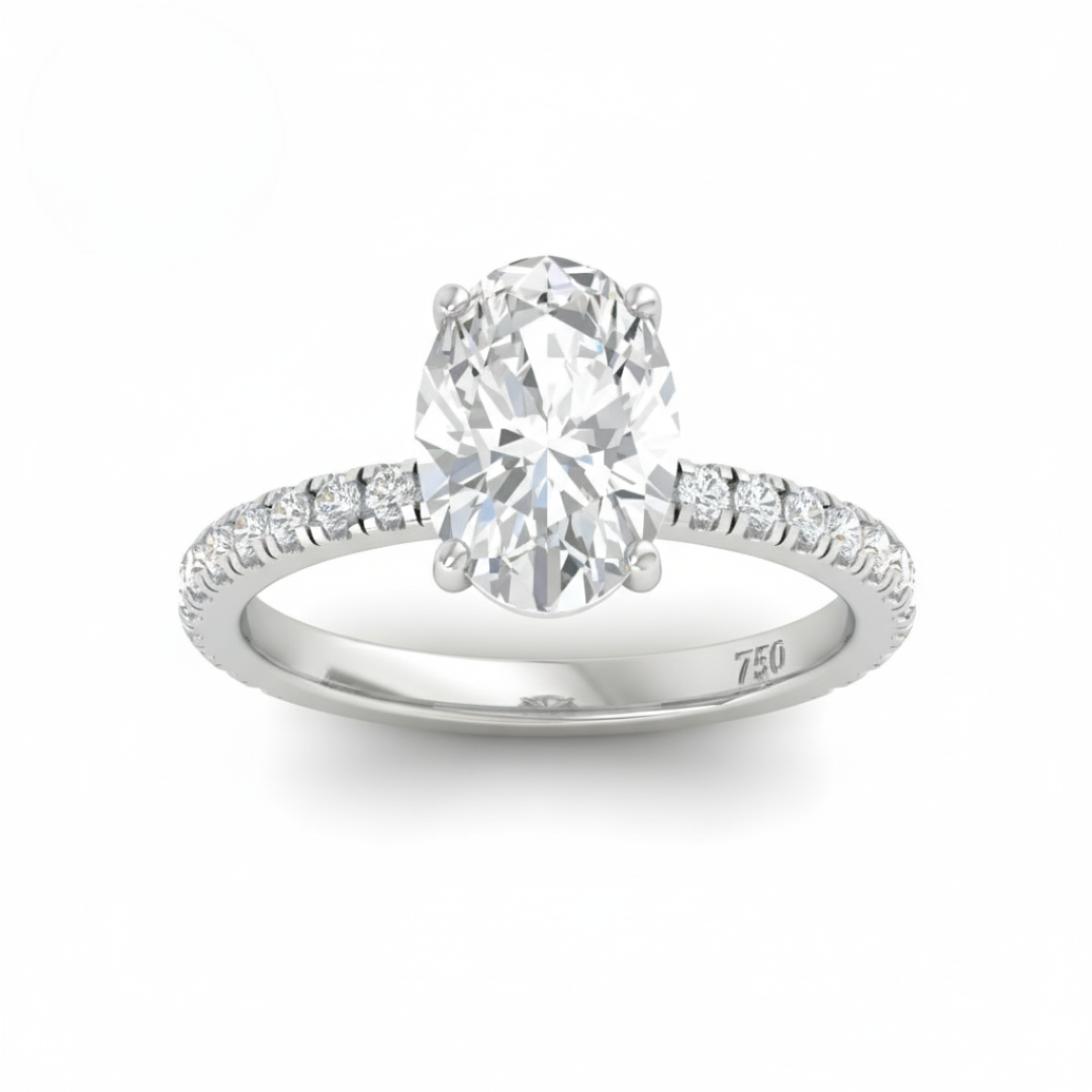 Abigail Oval With Diamond Band Engagement Ring