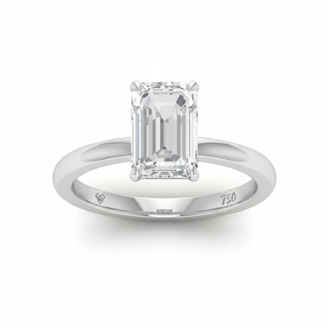 Noémie Solitaire Emerald Cut With Diamond Engagement Ring